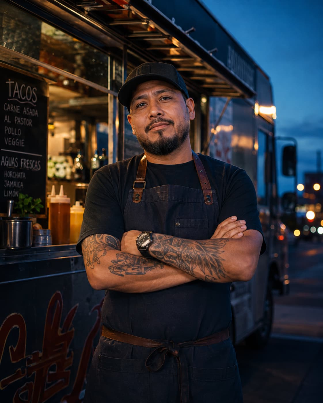 Chef standing at his restaurant counter